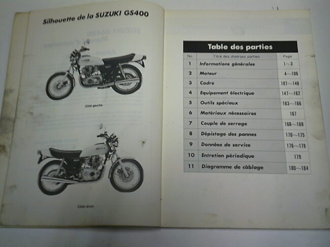 Manuel d'entretien  d'occasion SUZUKI GS 400